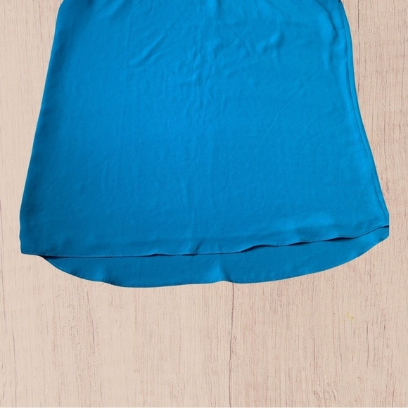 Womens short sleeve blouse ruffle blue medium Fluted Sleeve - Picture 4 of 8